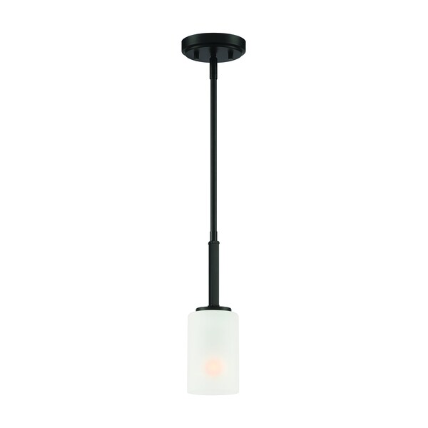 Designers Fountain Carmine 60 Watt 1 Light Matte Black Pendant with Etched Glass Shade D239M-4P-MB - main
